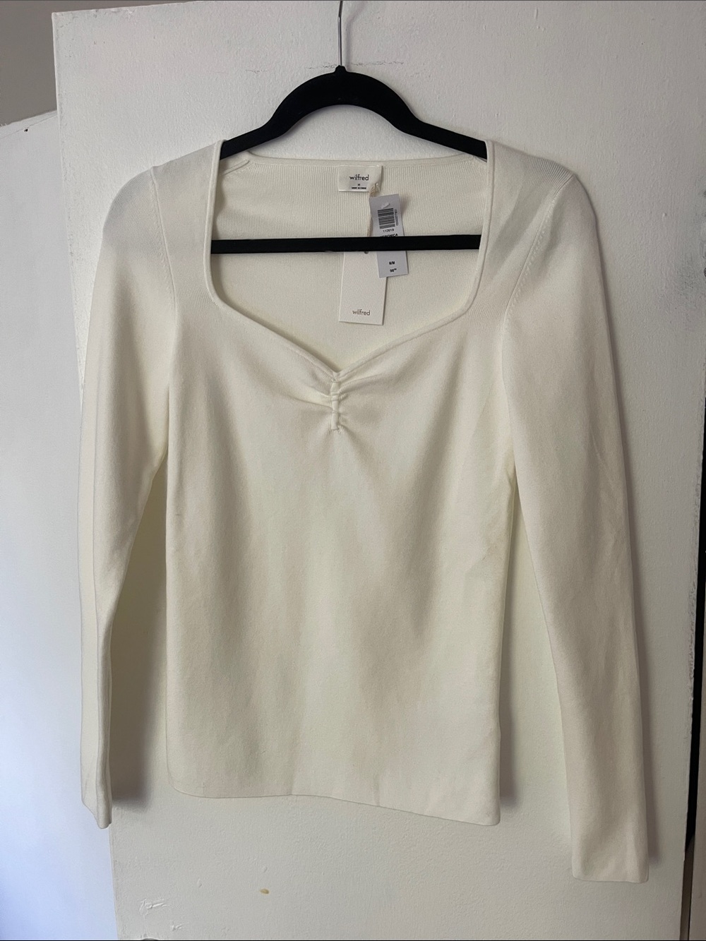 Wilfred Cream Square Neck Long Sleeve Top